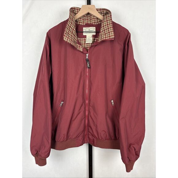 L.L. Bean Other - VTG LL Bean Bomber Jacket Mens XL Red Plaid Lining Zip Pockets Outdoors Gorpcore